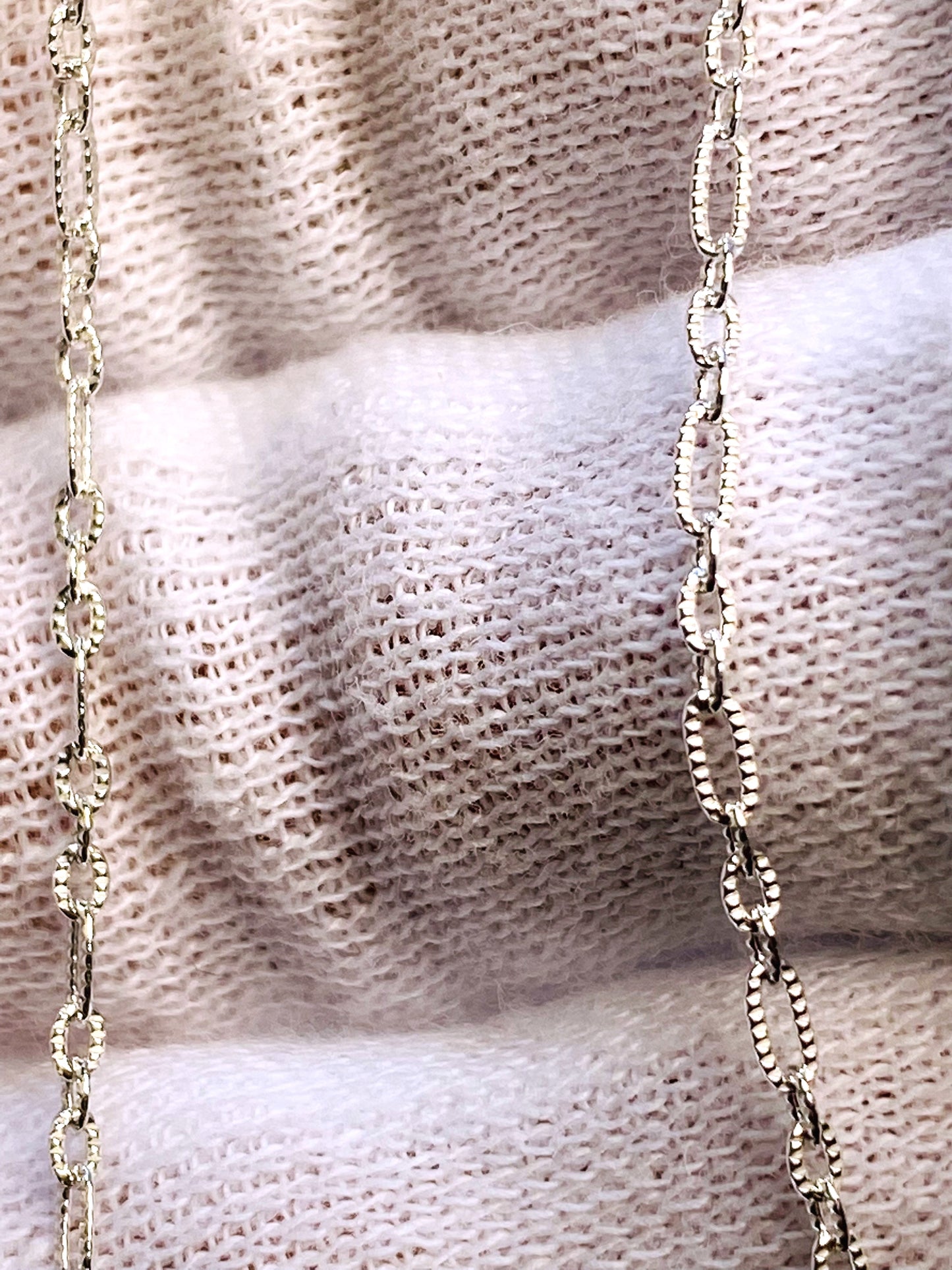 925 Silver Necklace: Patterned Cable Long & Short links (1:3) 40  ギザギザ小判ロング＆ショートリンクネックレス